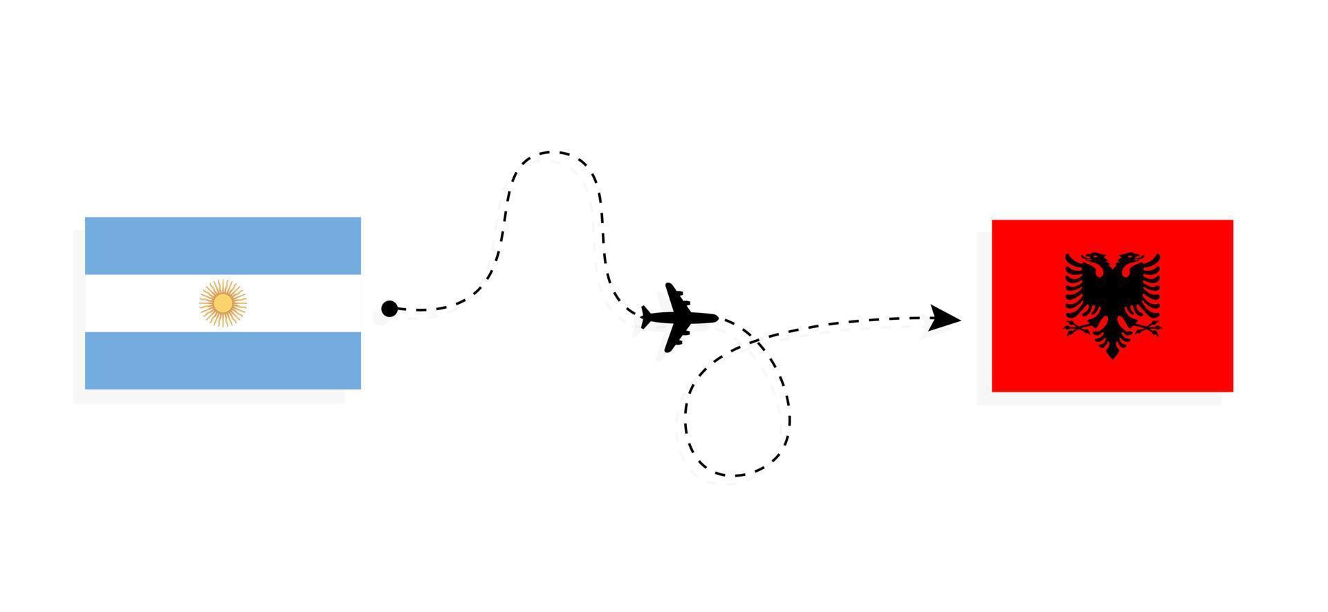 volo e viaggio dall'argentina all'albania con il concetto di viaggio in aereo passeggeri vettore