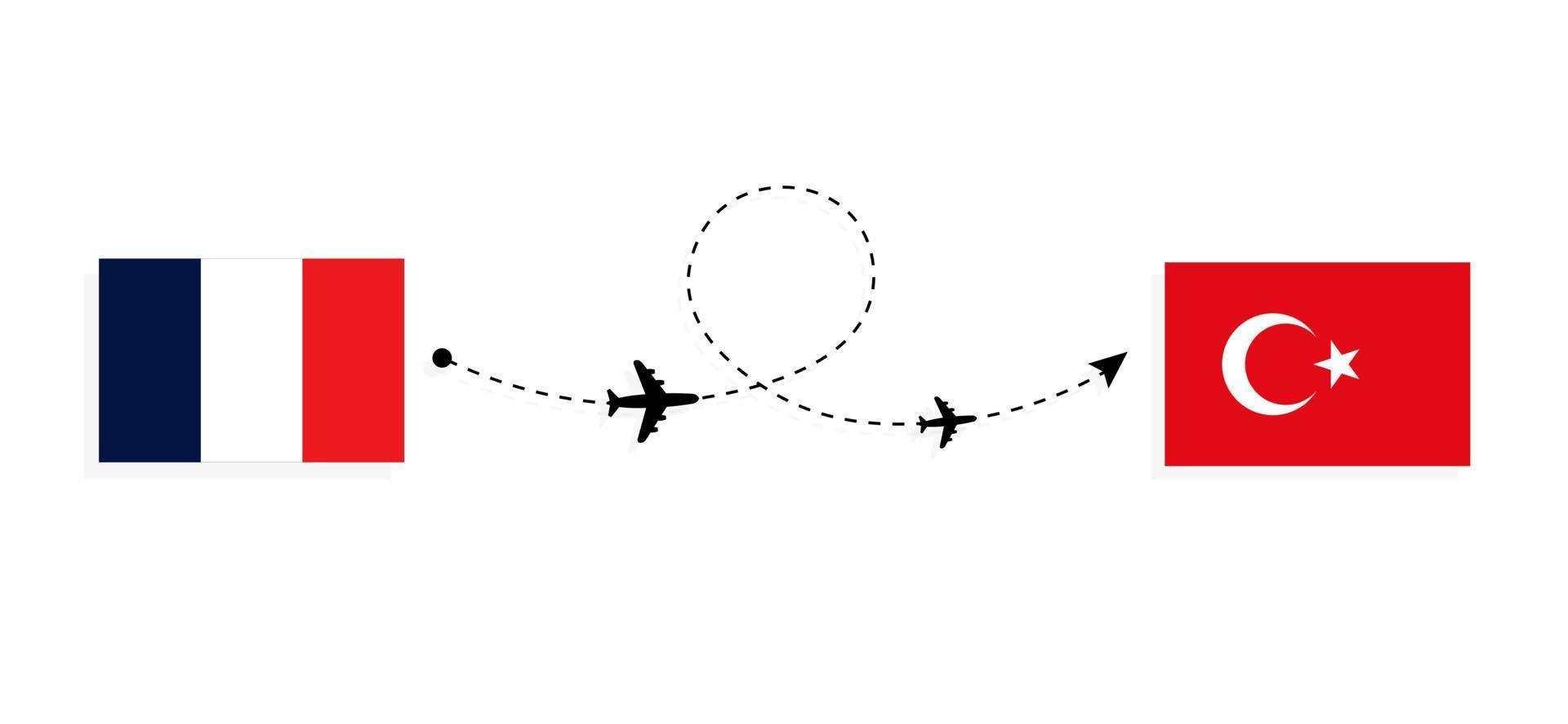 volo e viaggio dalla Francia alla Turchia con il concetto di viaggio in aereo passeggeri vettore