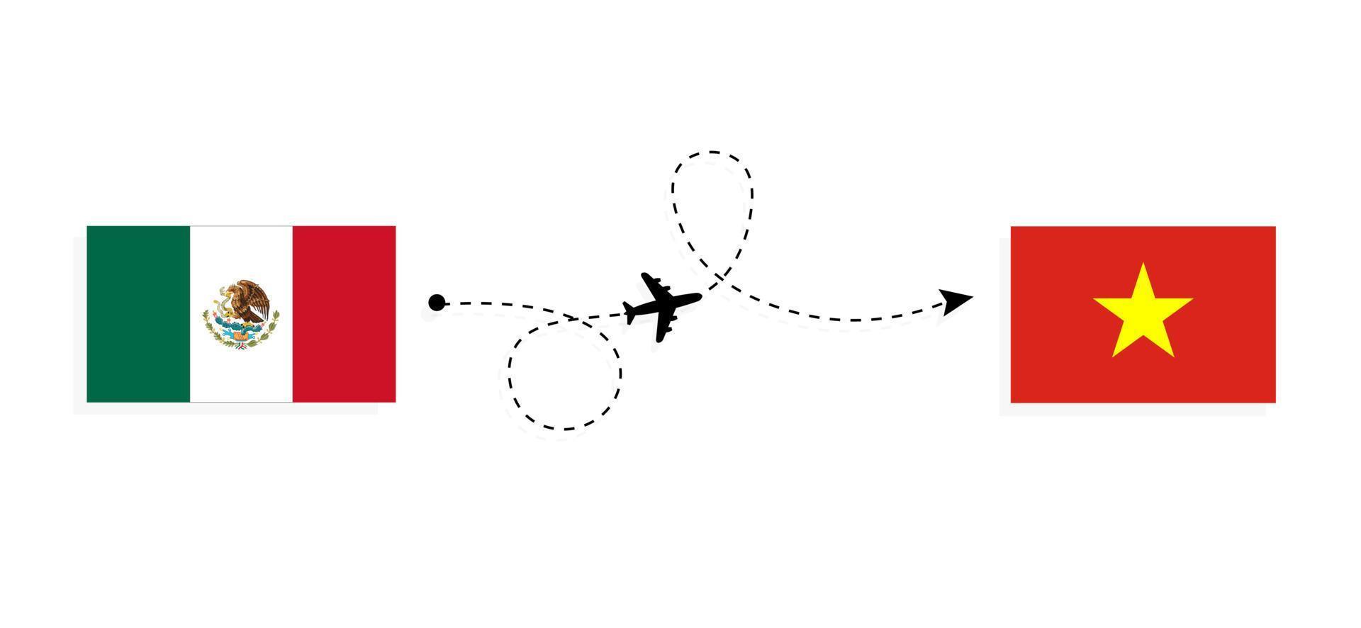 volo e viaggio dal messico al vietnam con il concetto di viaggio in aereo passeggeri vettore