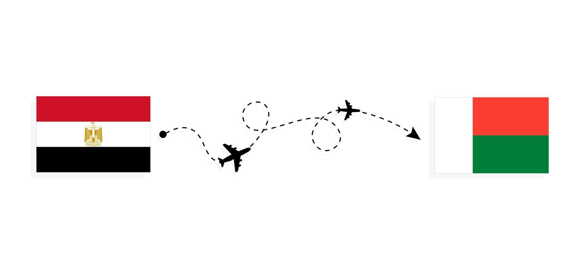 volo e viaggio dall'egitto al madagascar con il concetto di viaggio in aereo passeggeri vettore