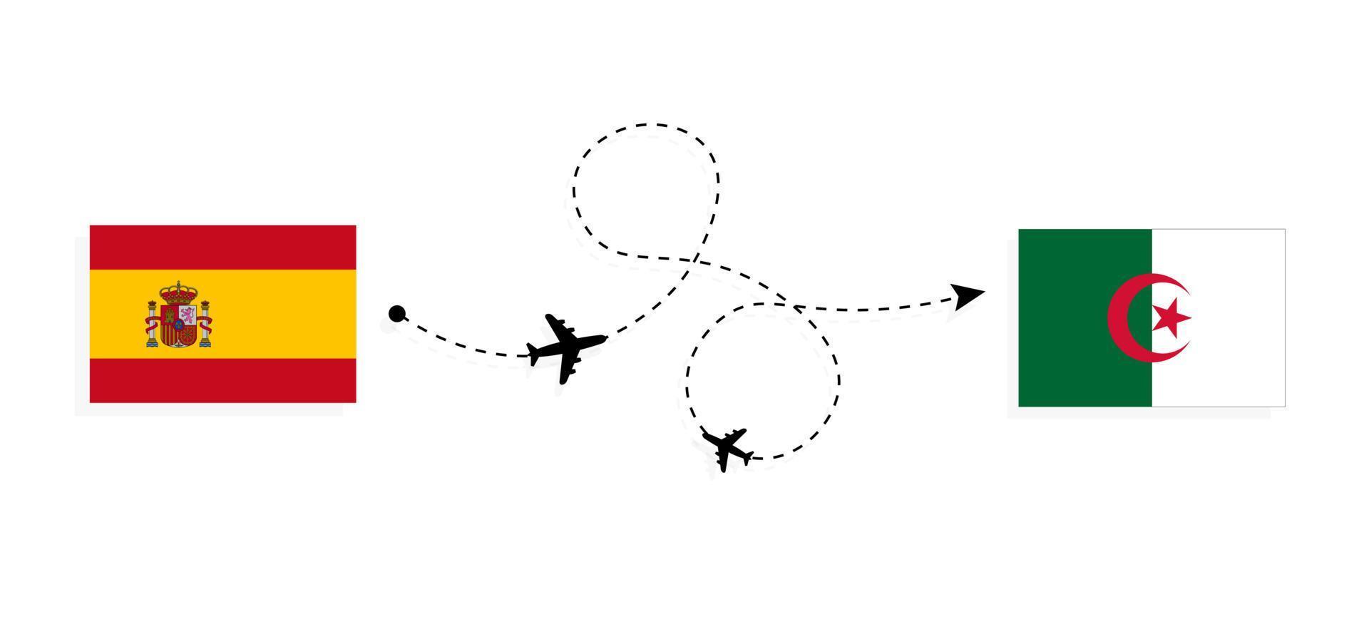 volo e viaggio dalla spagna all'algeria con il concetto di viaggio in aereo passeggeri vettore