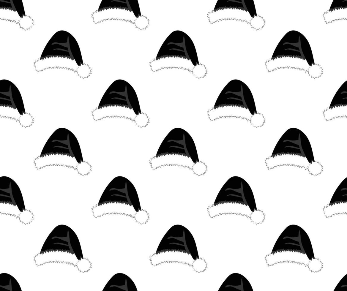 cappello di Babbo Natale nero su sfondo bianco vettore