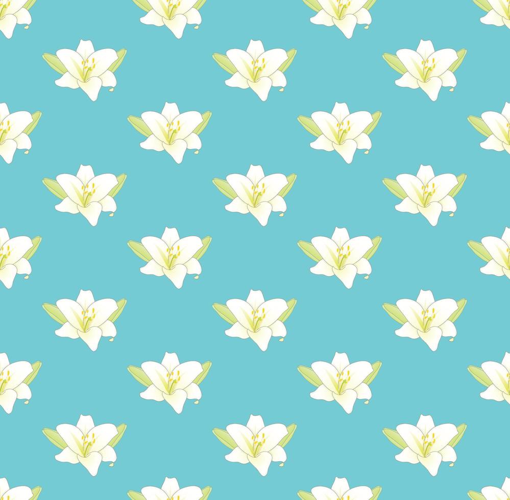 fiore di giglio bianco su sfondo blu pastello vettore