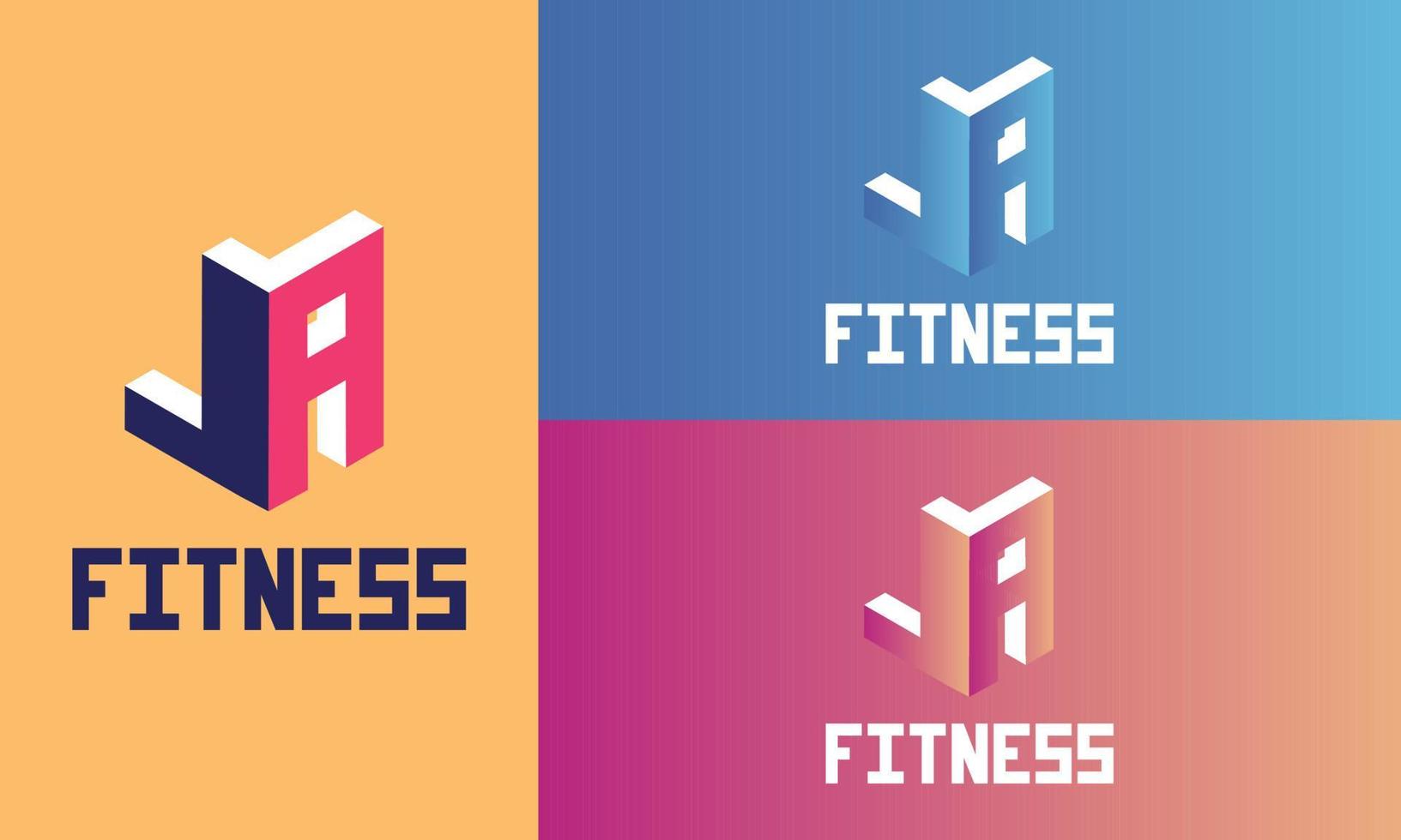 la fitness isometrico 3d piatto creativo logo aziendale modello vettoriale