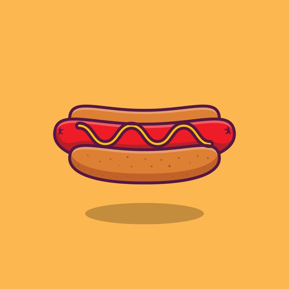 illustrazione di hot dog piatto in stile cartone animato vettore