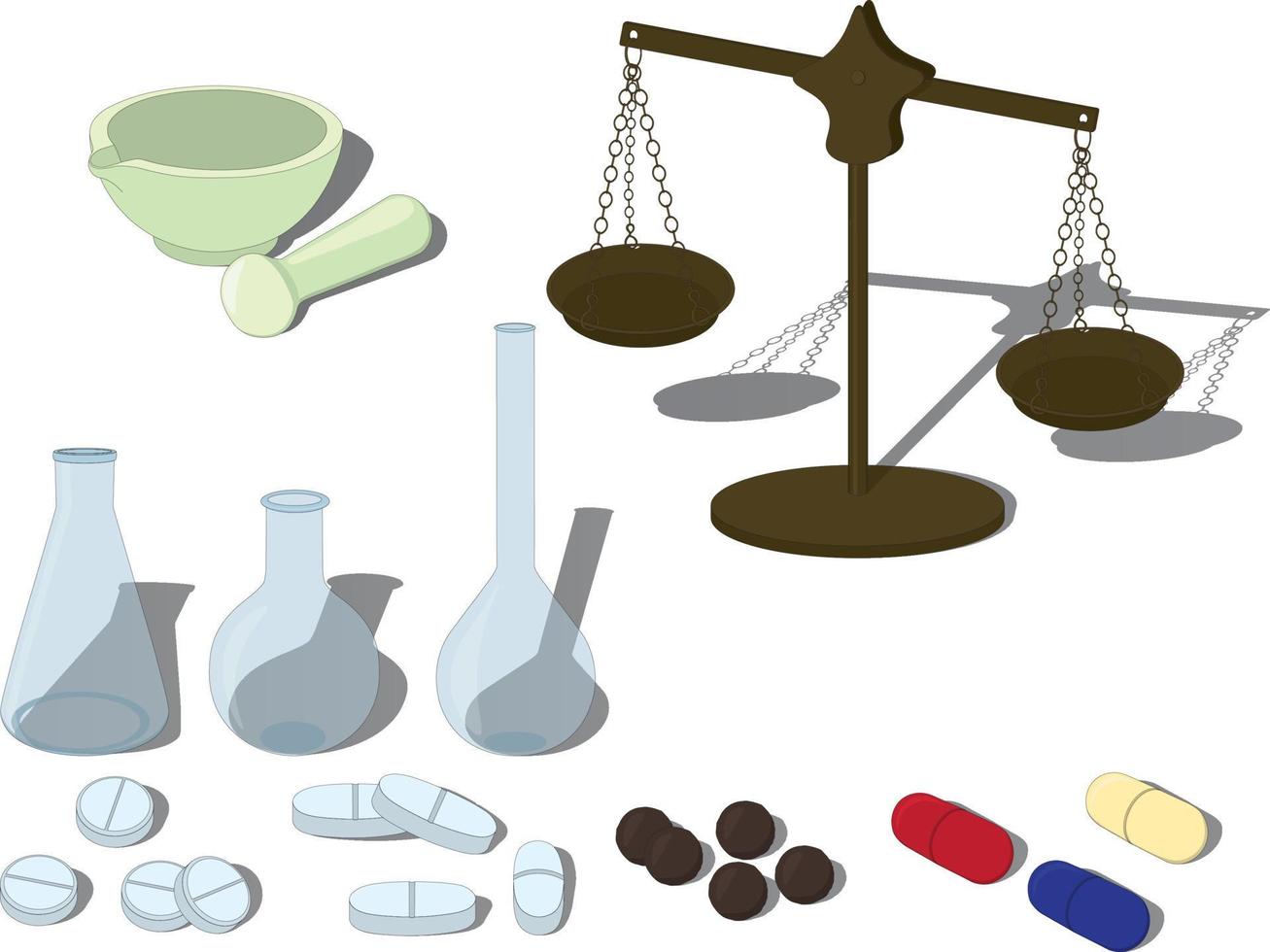 illustrazione vettoriale di raccolta di forniture da farmacia