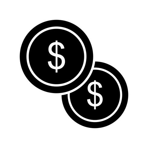 Icona del glifo con le monete nere vettore
