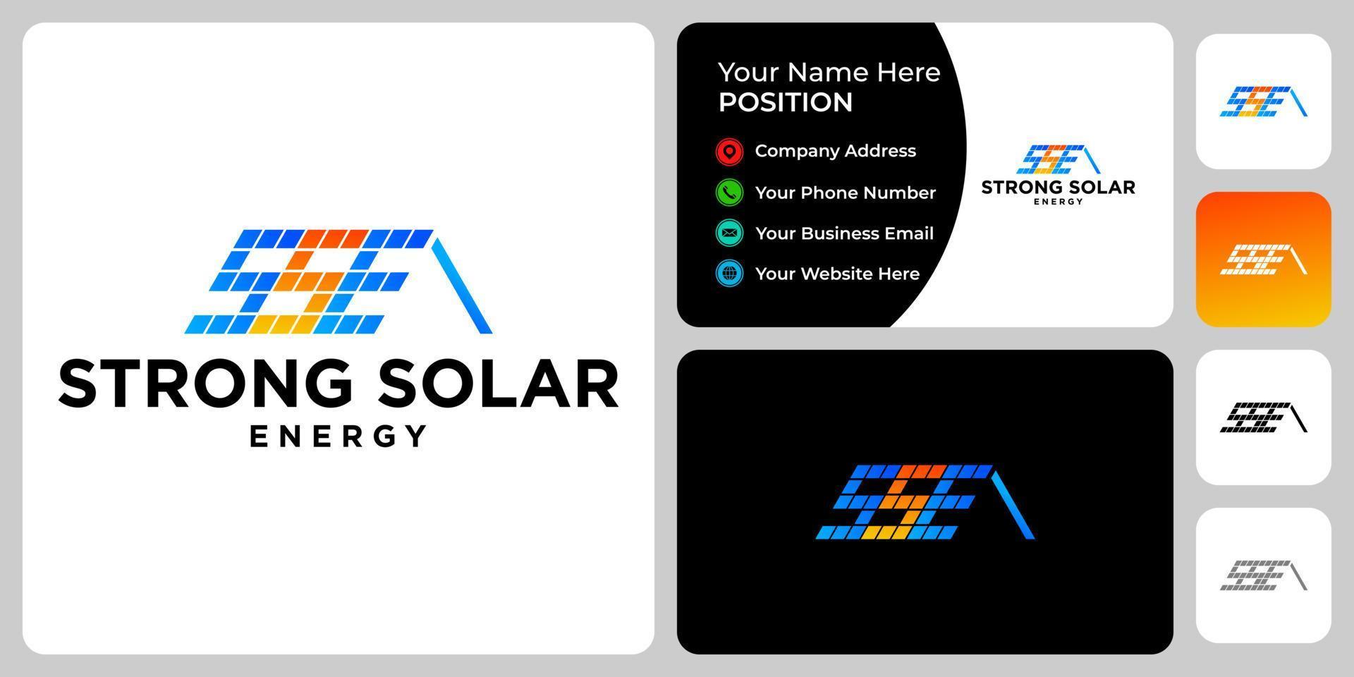 lettera sse monogramma design del logo dell'industria dell'energia solare con modello di biglietto da visita. vettore