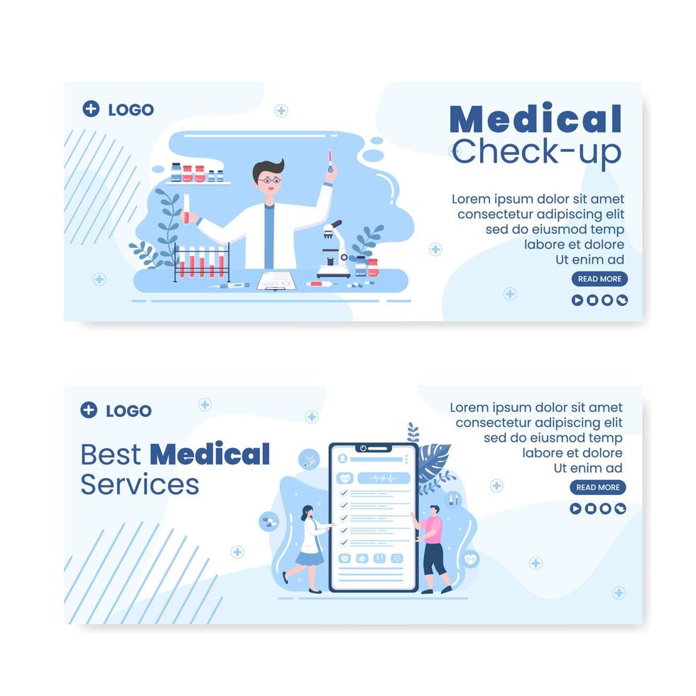 controllo medico modello banner assistenza sanitaria design piatto illustrazione modificabile di sfondo quadrato per social media, biglietto di auguri o web vettore