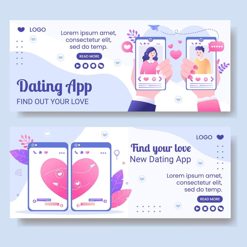 app di appuntamenti per un modello di banner di partita d'amore design piatto illustrazione modificabile di sfondo quadrato adatto ai social media o biglietto di auguri di San Valentino vettore