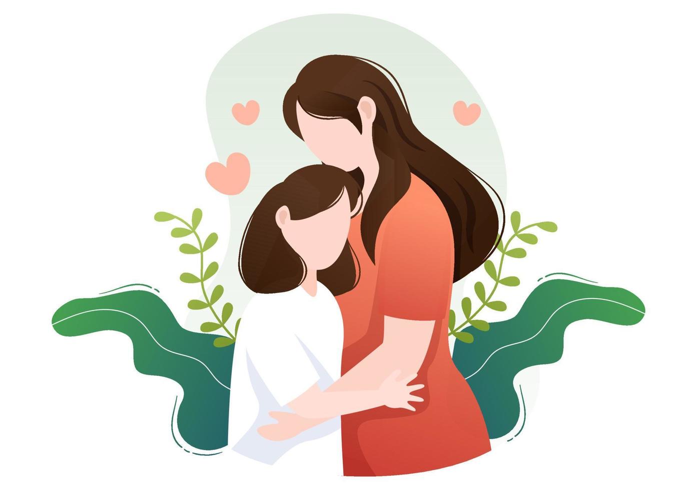 genitorialità di madre, padre e figli che si abbracciano in una famiglia amorevole. simpatico cartone animato sfondo illustrazione vettoriale per banner o psicologia