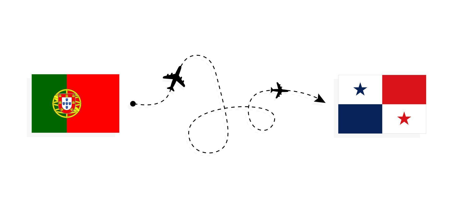 volo e viaggio dal portogallo a panama con il concetto di viaggio in aereo passeggeri vettore