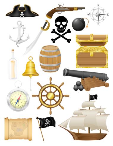 set di icone vettoriali pirata