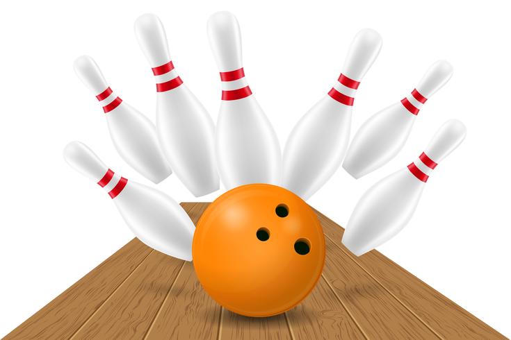 illustrazione vettoriale di palla da bowling e pin