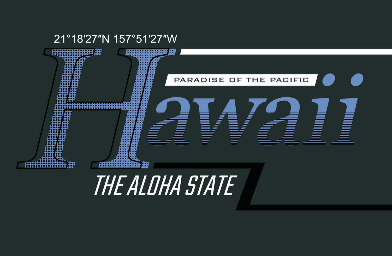 hawaii lettering mani tipografia graphic design nell'illustrazione vettoriale. vettore