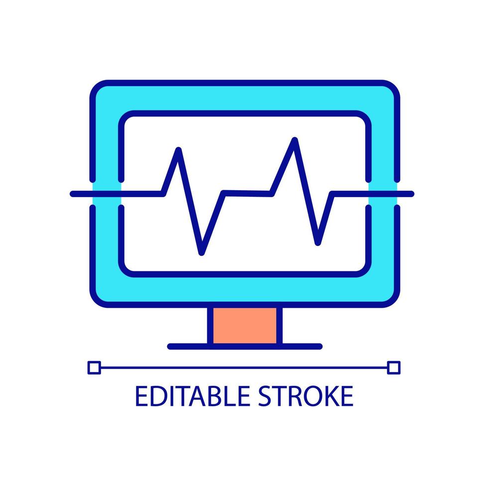 icona del colore rgb diagnostico del computer. software per il rilevamento di problemi hardware. programma e strumenti. illustrazione vettoriale isolata. semplice disegno a tratteggio pieno. tratto modificabile. carattere arial utilizzato