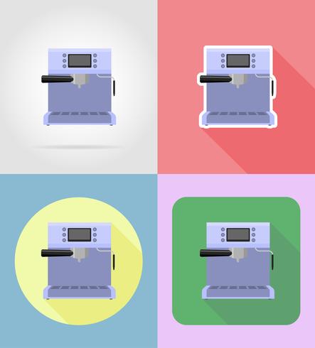 gli elettrodomestici della macchinetta del caffè per le icone piane della cucina vector l&#39;illustrazione