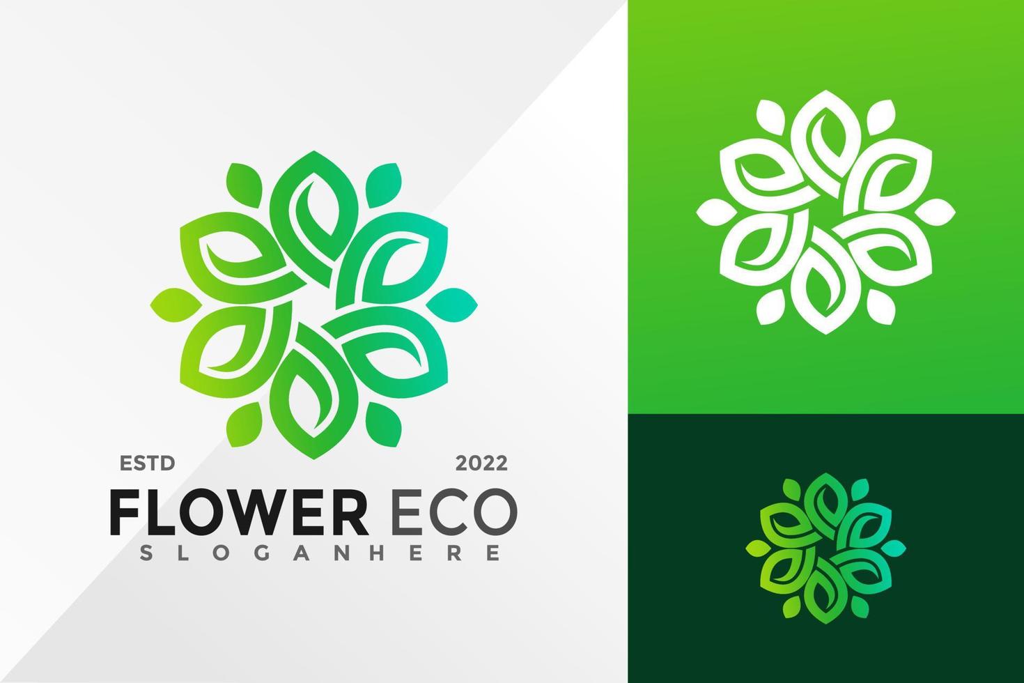 modello di illustrazione vettoriale di design del logo di eco del fiore della natura