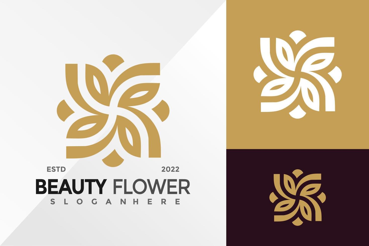 modello dell'illustrazione di vettore di progettazione di logo del loto del fiore di bellezza