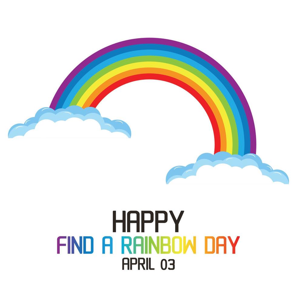 felice trova un'illustrazione vettoriale del giorno dell'arcobaleno