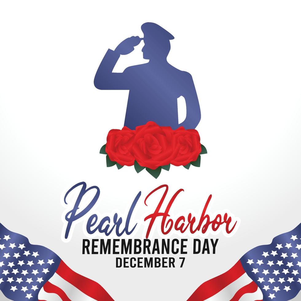 illustrazione vettoriale del giorno della memoria di Pearl Harbor. adatto per poster e banner di biglietti di auguri.