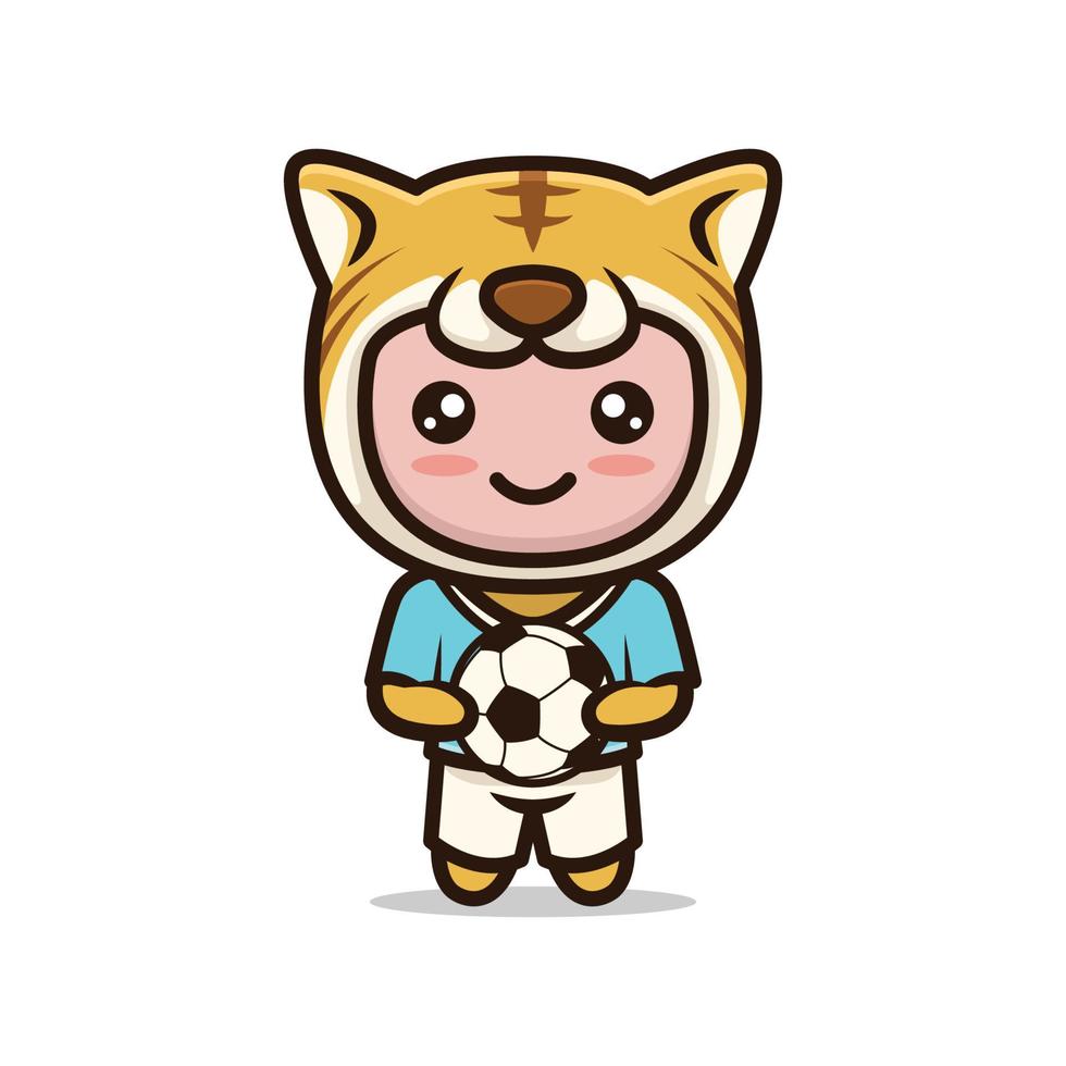 tigre carino mascotte calcio relativo design vettore