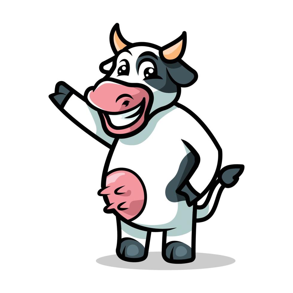 disegno vettoriale dell'illustrazione della mascotte della mucca