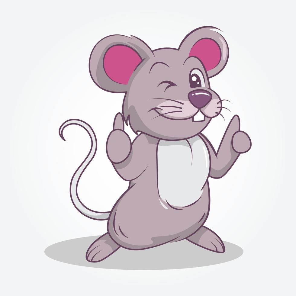 stile disegnato a mano dell'illustrazione sveglia del mouse vettore