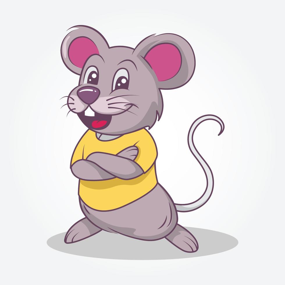 stile disegnato a mano dell'illustrazione sveglia del mouse vettore