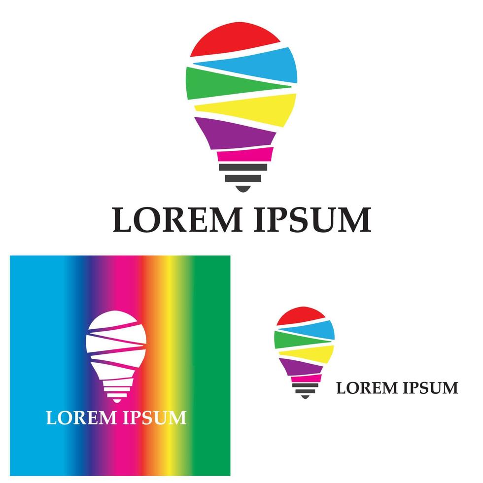 lampadina colorata logo design concept creativo icona simbolo tecnologia logo lampadina logo design vettore