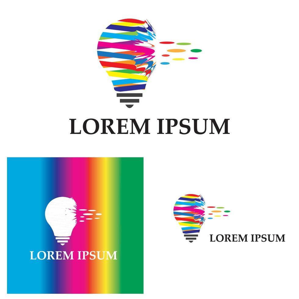 lampadina colorata logo design concept creativo icona simbolo tecnologia logo lampadina logo design vettore