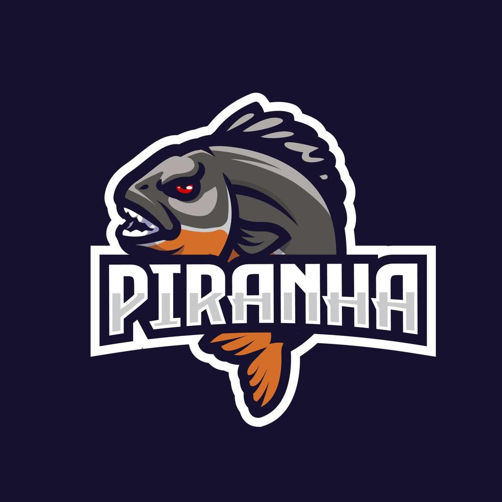 piranha esport logo mascotte vettore