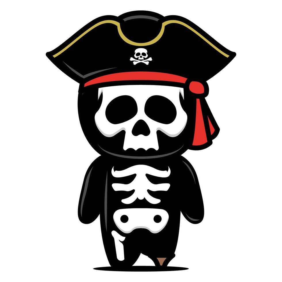 carino scheletro mascotte pirati temi design vettore