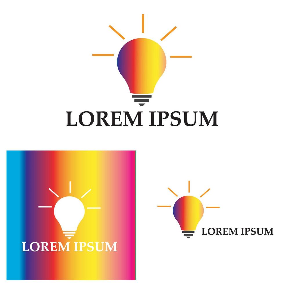 lampadina colorata logo design concept creativo icona simbolo tecnologia logo lampadina logo design vettore