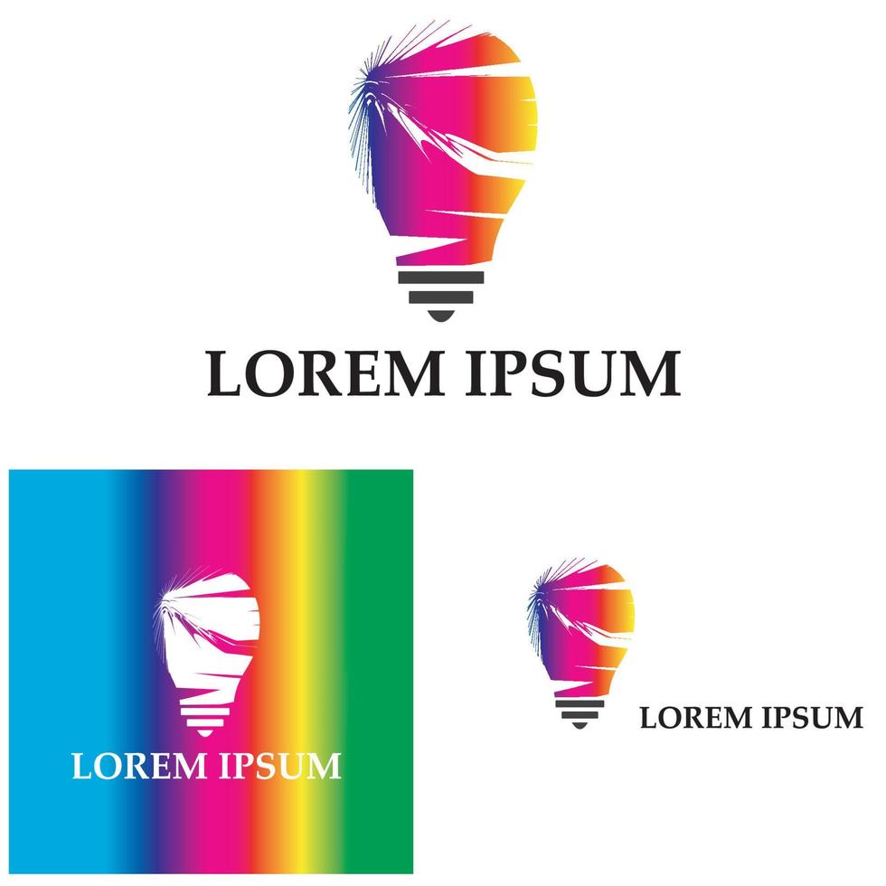 lampadina colorata logo design concept creativo icona simbolo tecnologia logo lampadina logo design vettore