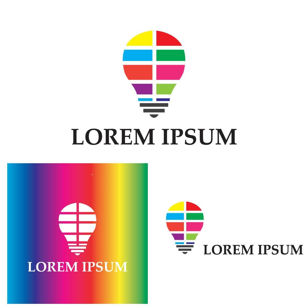 lampadina colorata logo design concept creativo icona simbolo tecnologia logo lampadina logo design vettore