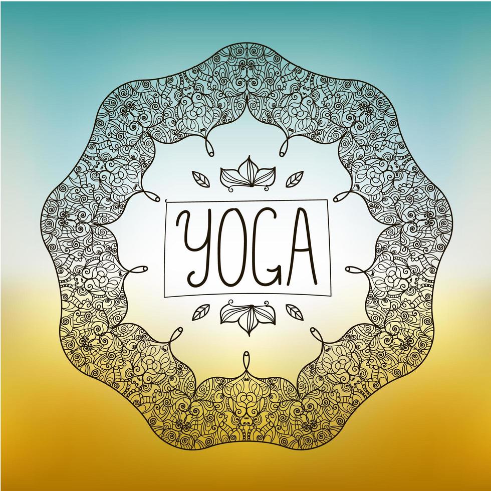 distintivo di yoga ornamentale disegnato a mano di vettore