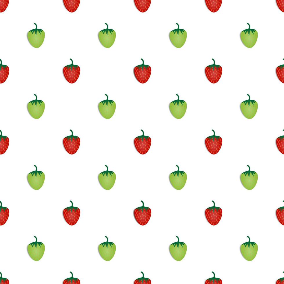 disegno vettoriale di frutta fragola rossa e verde senza cuciture. sfondo giallo. design per carta da parati, sfondo, copertina, design di stampa e le tue esigenze di progettazione.