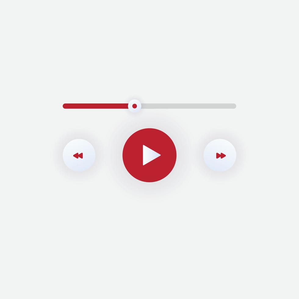 icona lettore musicale multimediale nel vettore. riproduzione moderna di applicazioni musicali. navigazione multimediale su dispositivo smartphone. con elegante colore rosso vettore