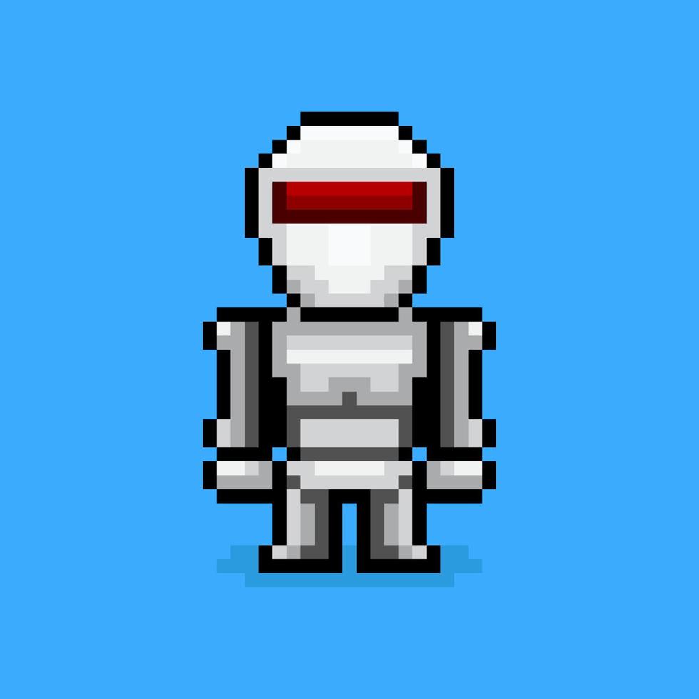 personaggio robot pixel art vettore