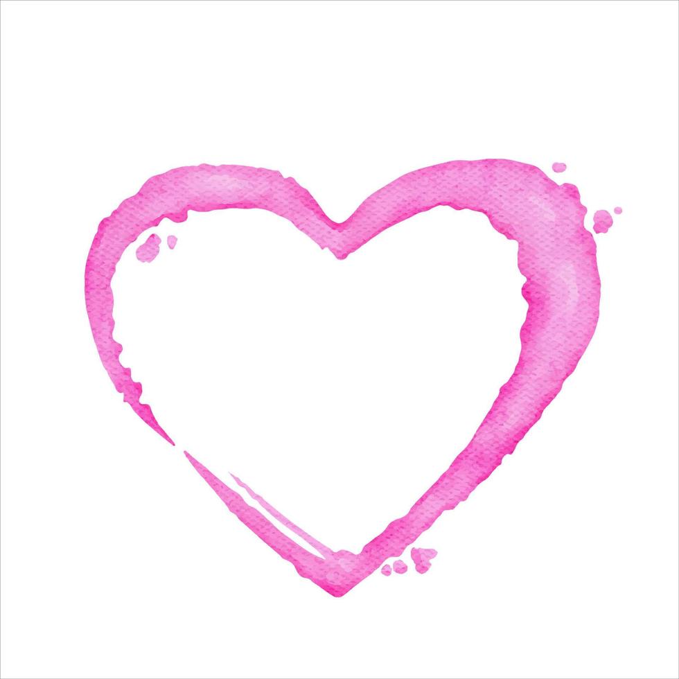 a forma di cuore rosa liquido dell'acquerello, carta dell'elemento di San Valentino. vettore