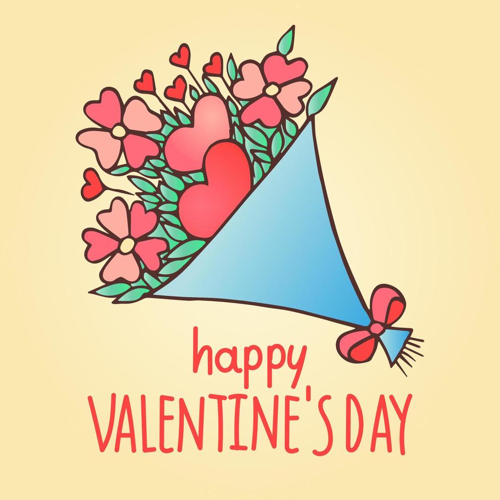 cartoline d'auguri di buon san valentino. doodle alla moda di fiori dai cuori.. adatto per post sui social media, app mobili, design di banner e web, annunci su Internet. sfondi di moda vettoriale. vettore