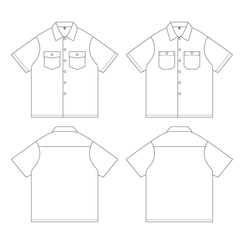 modello di lavoro camicia illustrazione vettoriale design piatto contorno collezione di abbigliamento