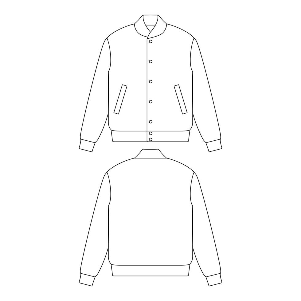 modello giacca varsity illustrazione vettoriale design piatto contorno collezione di abbigliamento