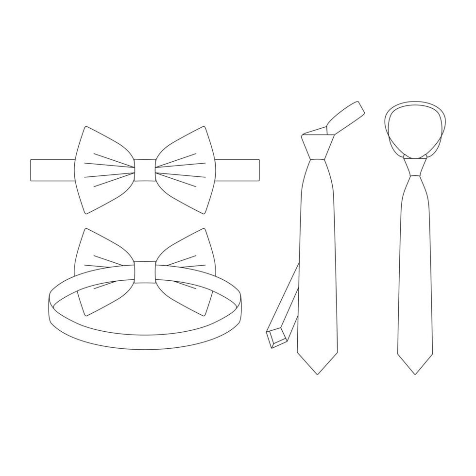 modello cravatta illustrazione vettoriale schizzo piatto design contorno