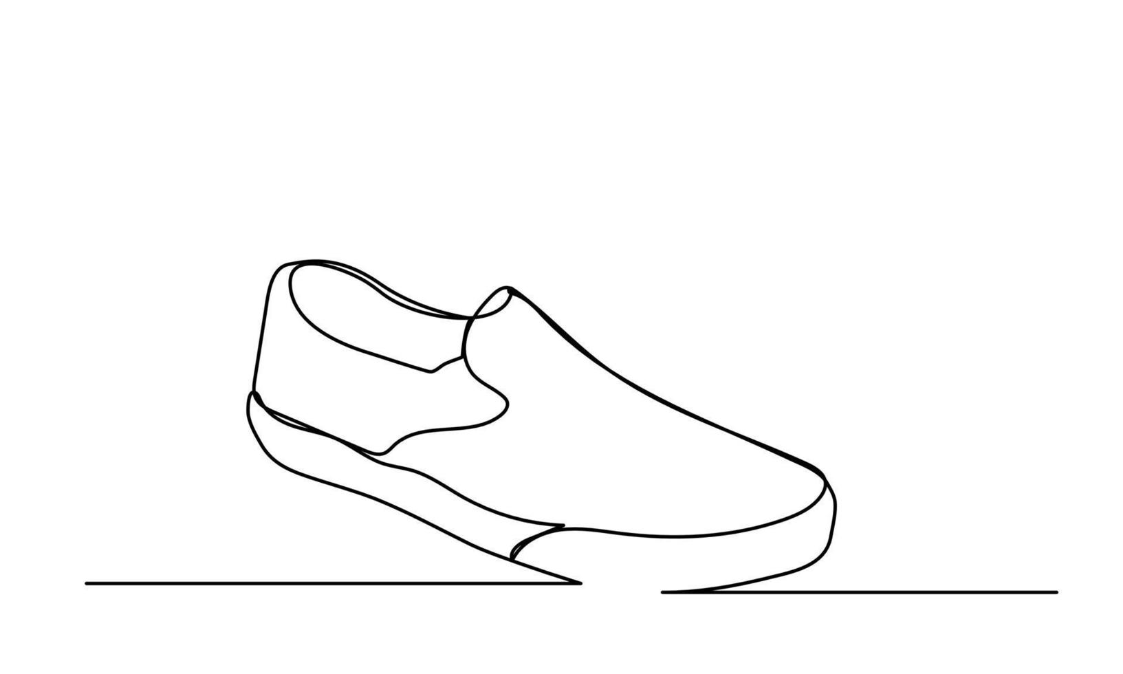 disegno a linea singola continuo di scarpe casual. vettore
