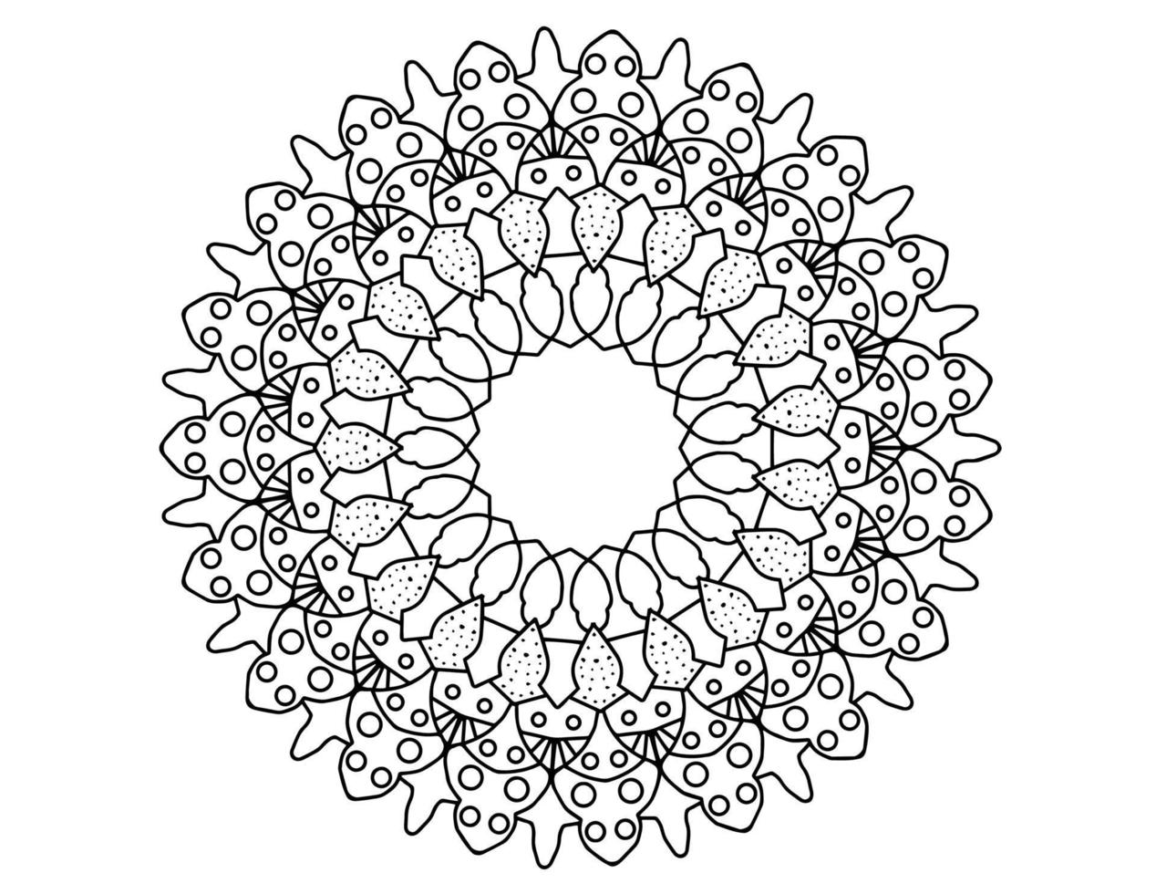 mandala arte in bianco e nero, pagina da colorare, decorazione, vettore