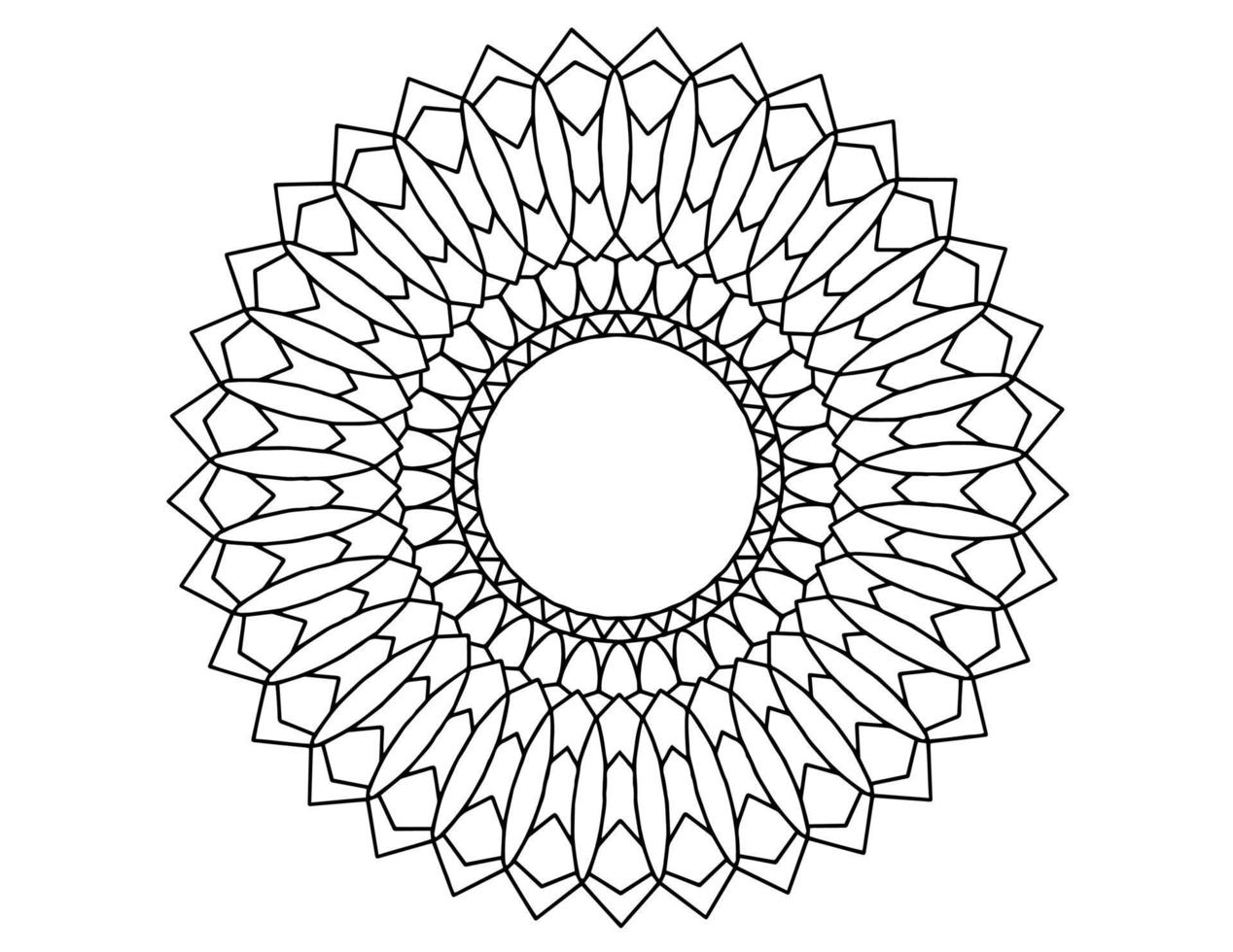 mandala arte in bianco e nero, pagina da colorare, decorazione, vettore