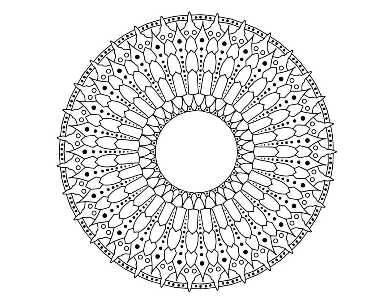 mandala arte in bianco e nero, pagina da colorare, decorazione, vettore