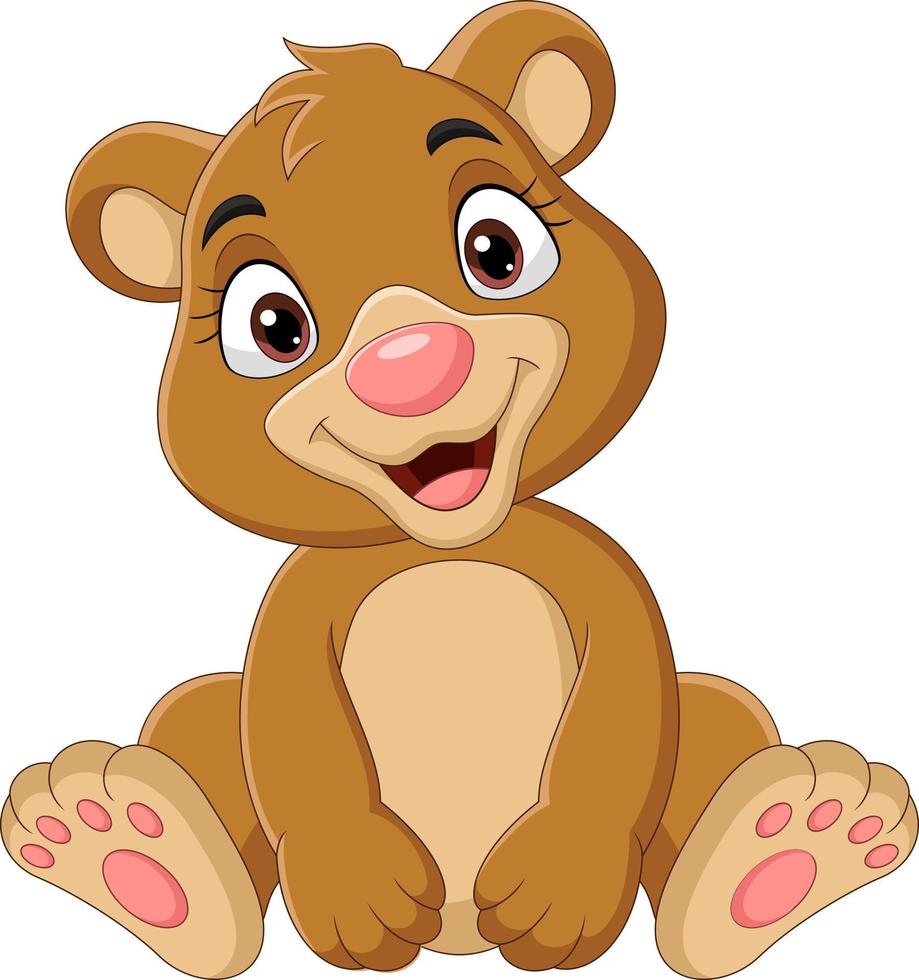 cartone animato divertente baby orso seduto vettore